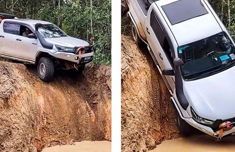 Круче, чем в рекламе: Toyota Hilux с кемпером штурмует отвесную стену