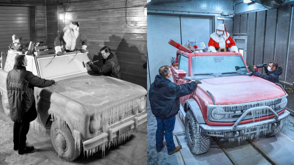 Ford круто закосплеил старую фотографию Санта-Клауса и Bronco